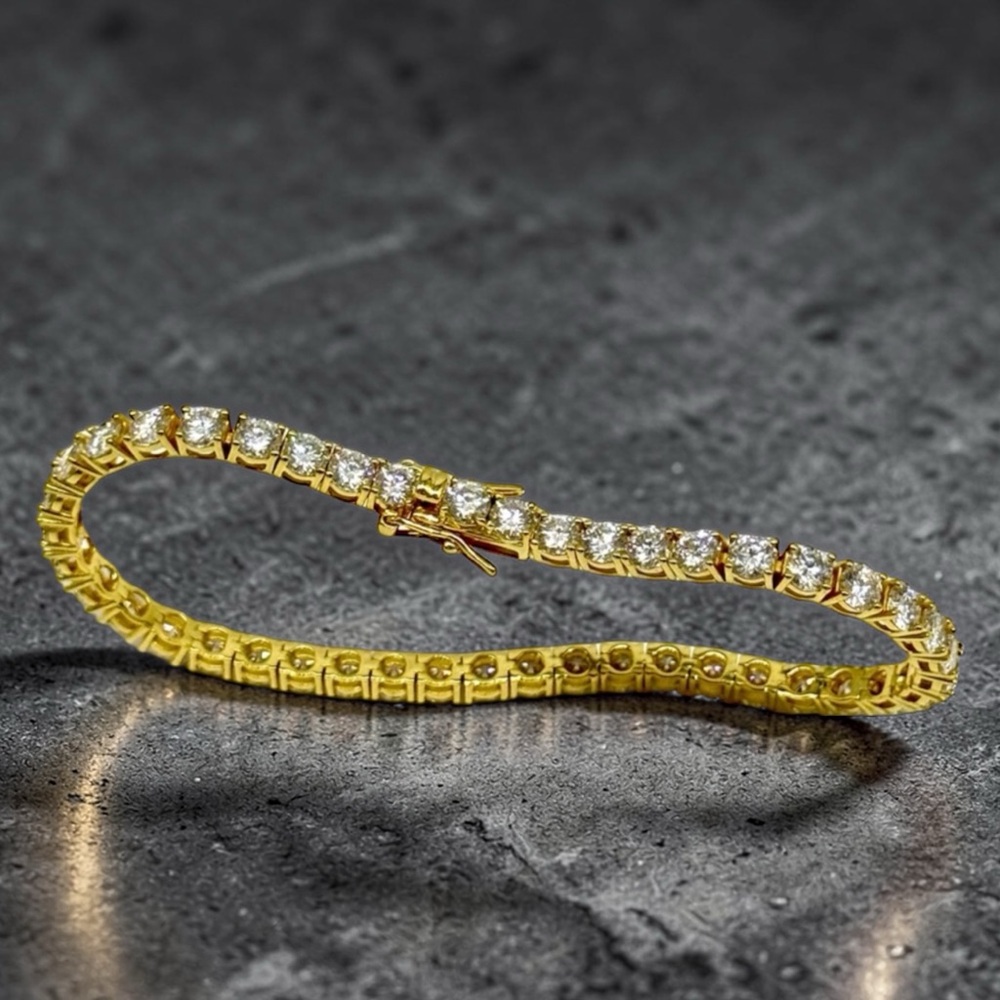 18K Gold Plated, 14.40CTW Moissanite Tennis Bracelet